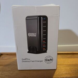 600W Desktop Fast USB C GaN Ⅲ Pro Charger Block,8 Port Charging Station